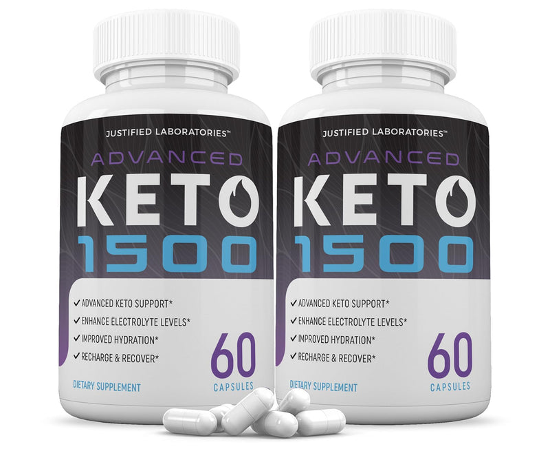 [Australia] - Justified Laboratories (2 Pack Advanced Keto 1500 Keto Pills 1275MG New & Improved Formula Contains Apple Cider Vinegar Extra Virgin Olive Oil Powder Green Tea Leaf 120 Capsules 60 Count (Pack of 2) 