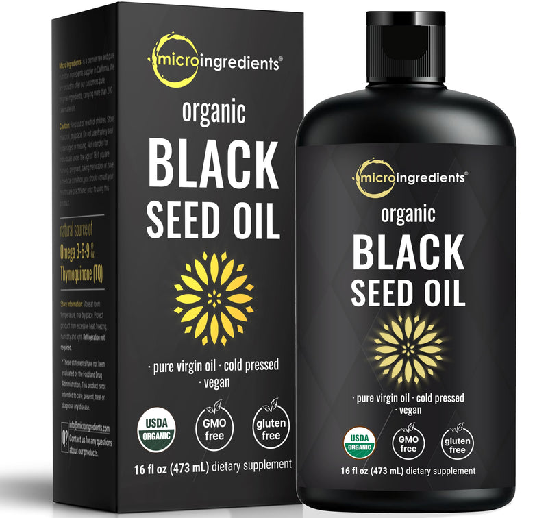 [Australia] - Micro Ingredients Organic Black Seed Oil, 16 fl oz | Cold Pressed from Nigella Sativa Seeds | Rich in Thymoquinone & Omega 3 6 9 | Immune, Joint, Hair & Skin Support | Pure Virgin Oil, Non-GMO 