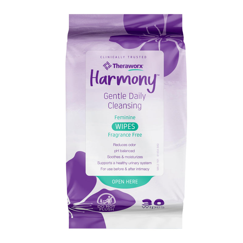 [Australia] - Theraworx Harmony Gentle Daily Cleansing Feminine Wipes, Fragrance Free, Urinary Hygiene, pH Balanced – 30 Count Unscented 30 Count (Pack of 1) 