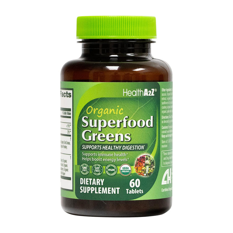 [Australia] - HealthA2Z¬Æ Organic Superfood Greens | 60 Tablets | Greens Blend 720mg | Fruits & Veggies Blend 580mg | Alfalfa, Broccoli, Spinach, Spirulina, Apple, Beet Root, Strawberry & Much More! 