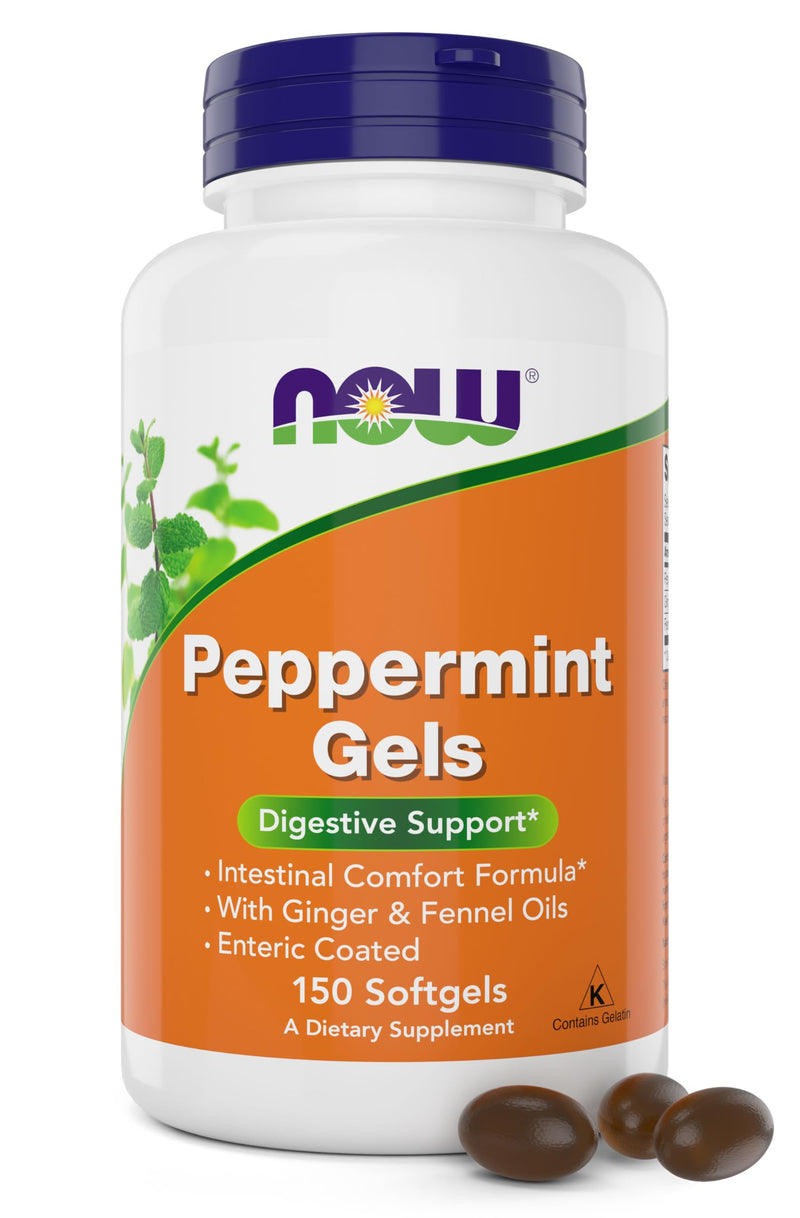 [Australia] - NOW Peppermint Gels with Ginger Oil and Fennel Oil, 150 Softgels, Enteric Coated 