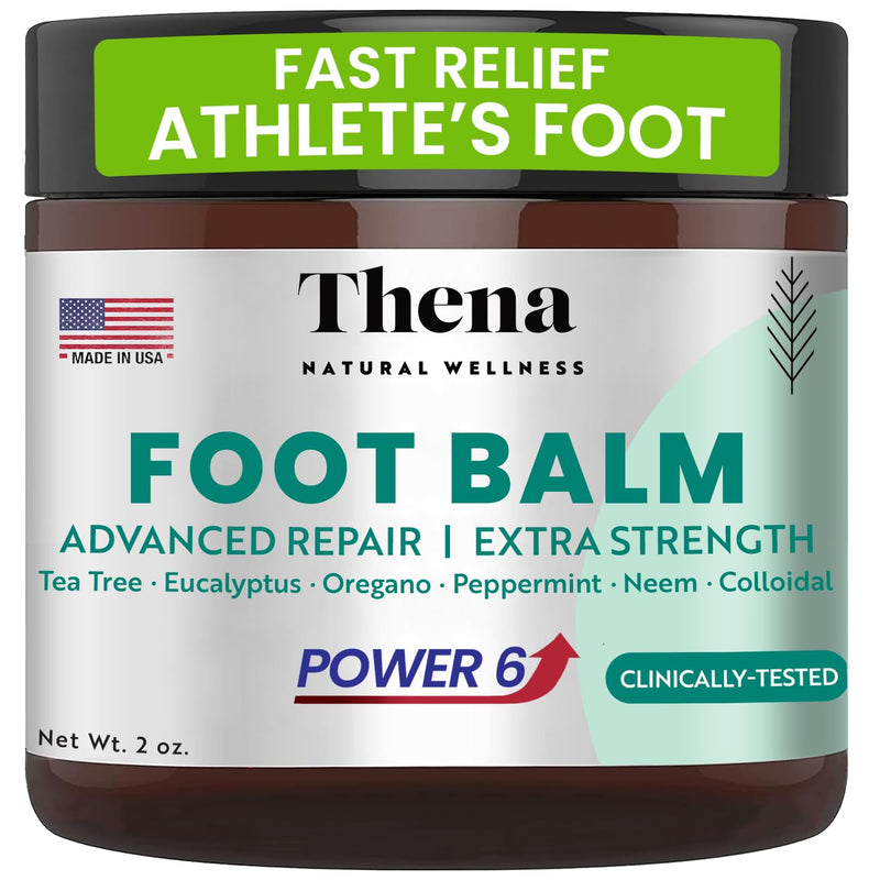 [Australia] - Thena Athlete’s Foot Cream Relieves Itching & Repairs Dry Cracked Feet & Heels, Extra-Strength Foot Balm with Tea Tree Peppermint Neem, Plant-based Treatment for Itchy Skin, Jock Itch, Ringworm Power6 Blend 2 Ounce (Pack of 1) 