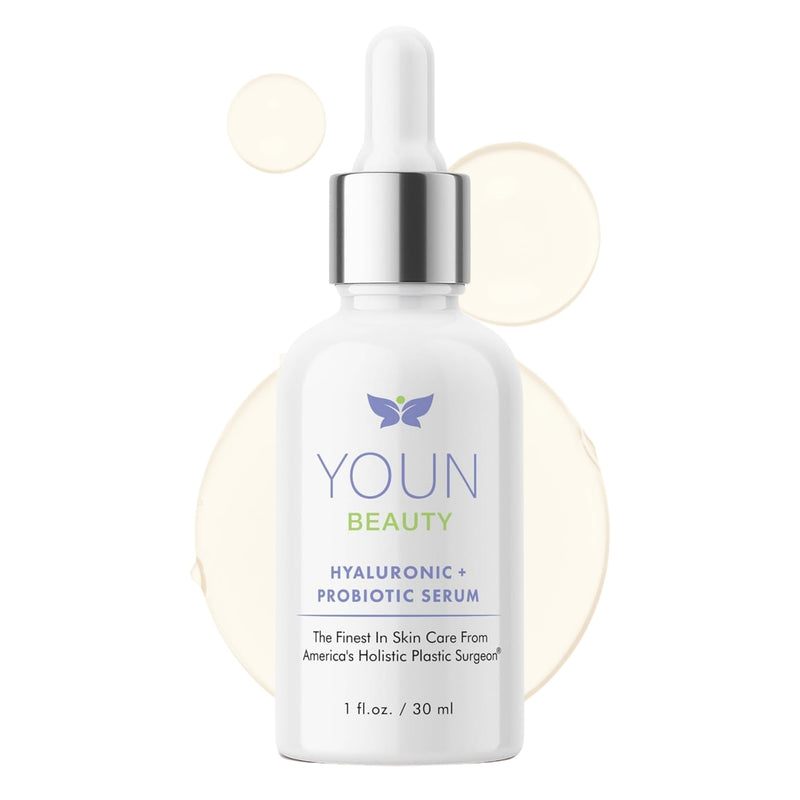 YOUN Beauty Hyaluronic + Probiotic Face Serum by Dr. Anthony Youn, 30 ML – For Intense Hydration, Radiance Boost, & Skin Renewal – Contains Plant-Based Hyaluronic Acid, Yogurt Extract, Vitamins C & E