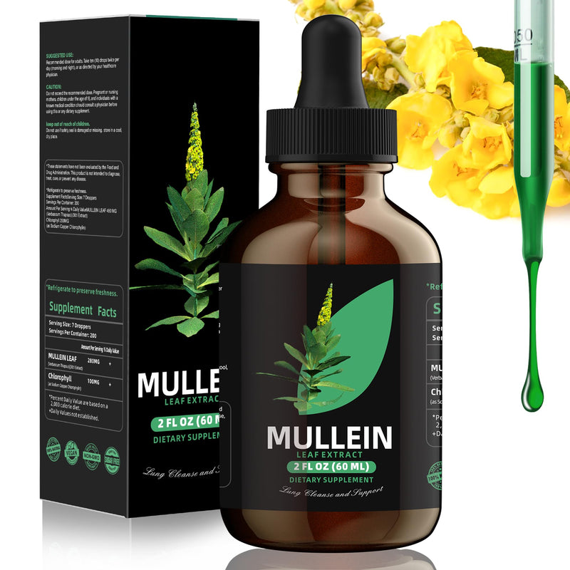 [Australia] - BetterLungs Mullein Leaf Extract - Support Lung Cleanse & Respiratory Function for Healthy Breathing - Natural Supplement, Tincture Drops | Non-GMO, Vegetarian | 1 Month Supply sweet 