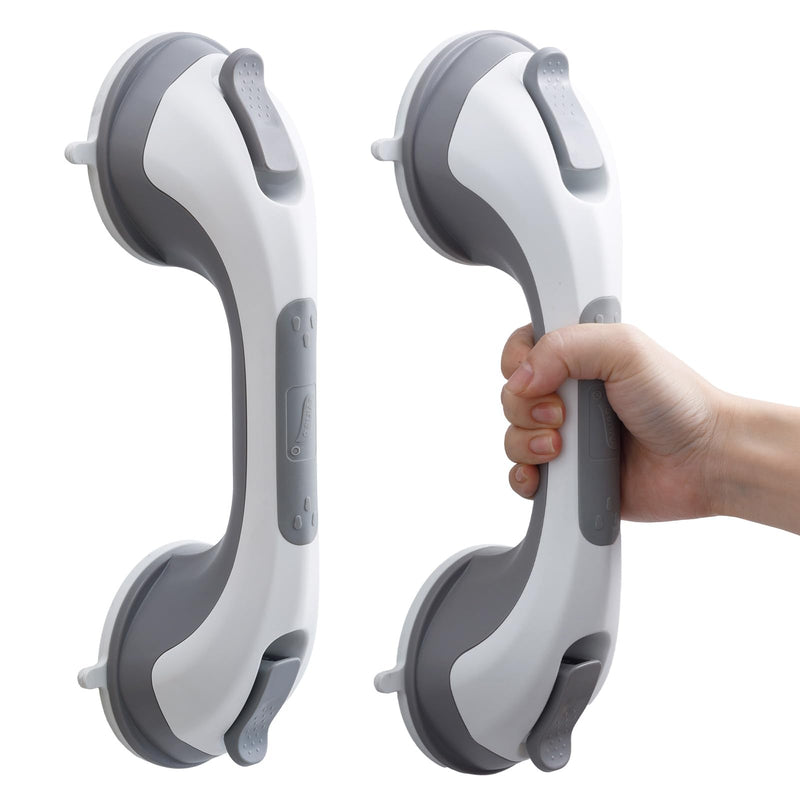 [Australia] - TAILI Shower Grab Bar, 2 Pack 12 Inch Suction Grab Bars for Bathtubs and Showers for Elderly, Shower Handle for Seniors Bathroom Safety Grip, No Drilling Removable,Grey 12.2" Gray 