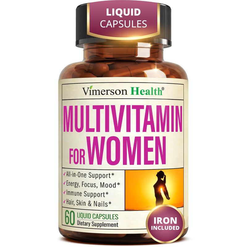 Vimerson Health Multivitamin for Women: Vitamins, Minerals and Bioavailable D3 for Focus and Energy Support – Daily Womens Multivitamins and Multiminerals – 60 Liquid Capsules Women's Liquid Capsules