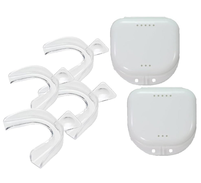 [Australia] - Teeth Whitening Trays, 4 Moldable - Extra Comfortable Custom Fit Mouth Guard, 1 Size Fits All, with 2 Travel Storage Cases 