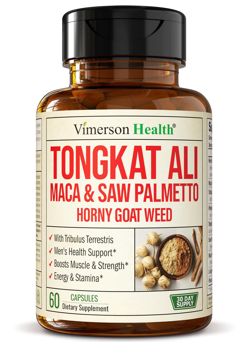 [Australia] - Maca Root, Saw Palmetto & HornyGoatWeed For Men ‚Äì Tongkat Ali and Panax Ginseng Supplement for Energy, Drive & Strength ‚Äì Workout Supplement For Men with Tribulus Terrestris & L-Arginine ‚Äì 60 Capsules 