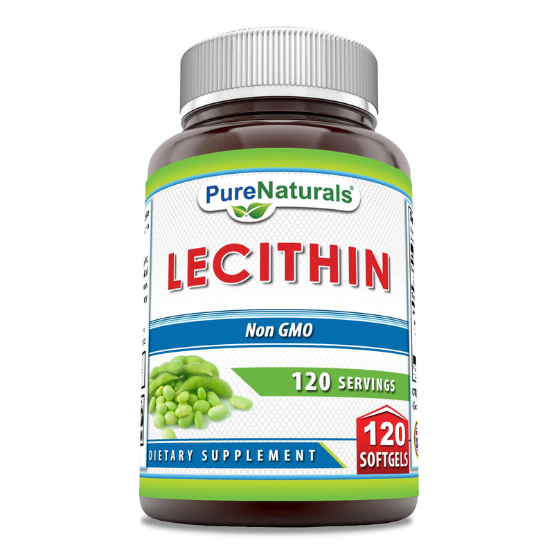 [Australia] - Pure Naturals Lecithin 1200 mg Softgels Supplement | High Potency | Non-GMO | Gluten Free (120 Count) 120 count 