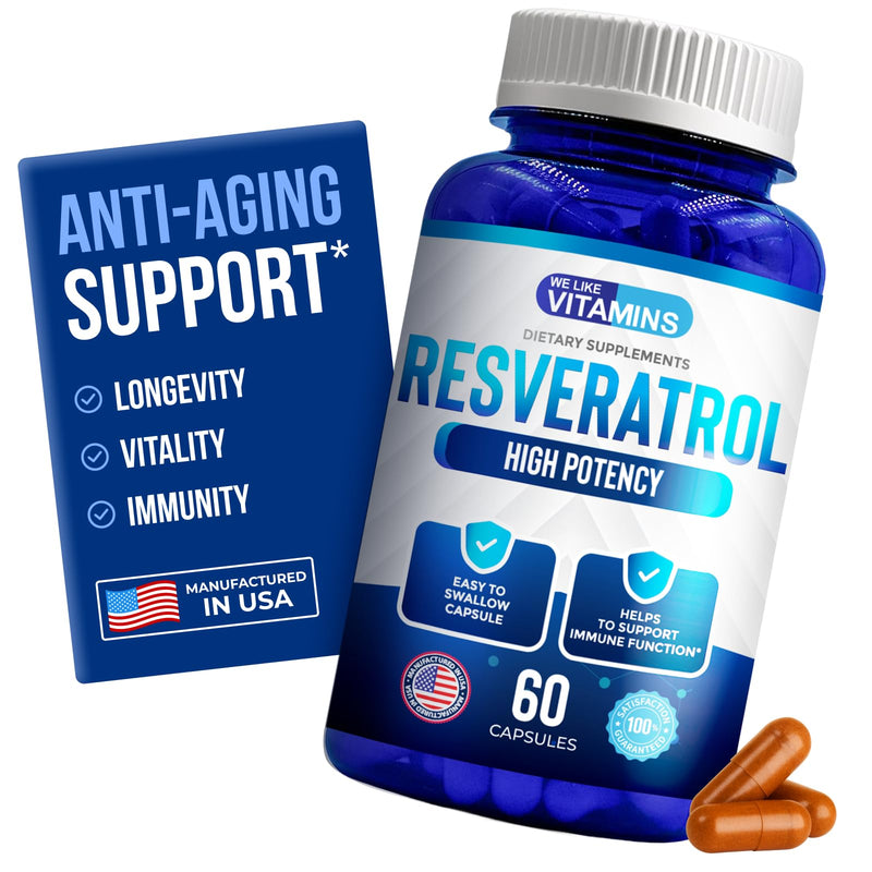 Resveratrol Supplement for Antioxidant Support*, 60 Capsules, 30 Day Supply | Natural Resveratrol Supplement From Japanese Knotweed - Non-GMO, 2 Easy To Swallow Capsules A Day 60 Count (Pack of 1)
