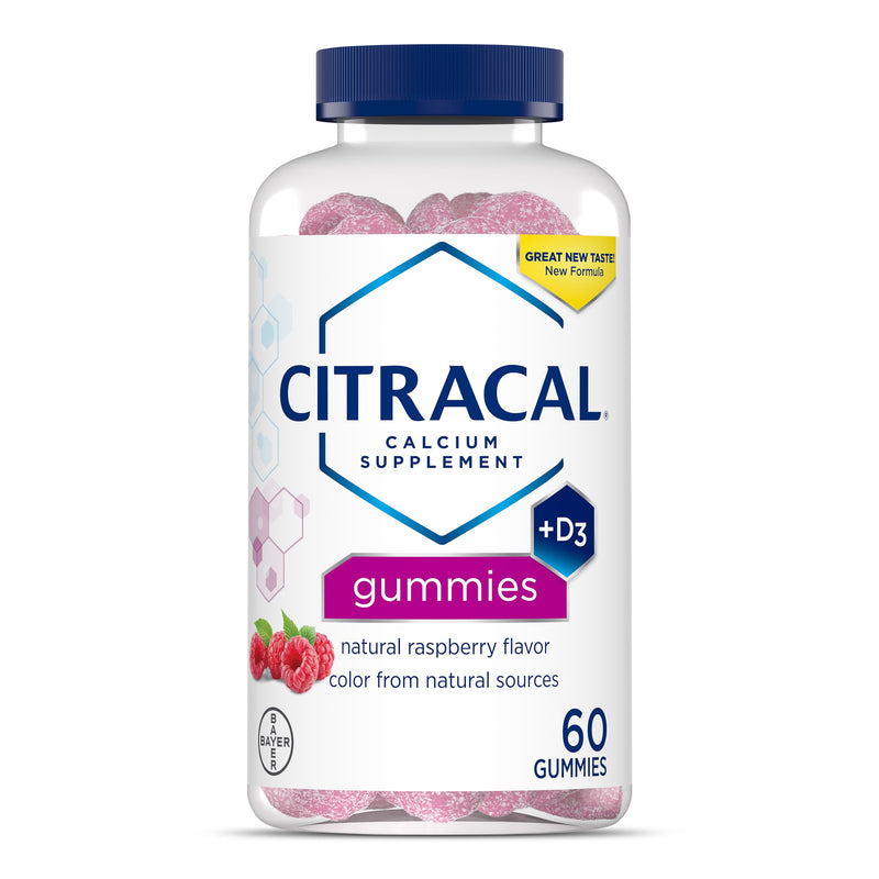 [Australia] - Citracal Calcium Gummies, Calcium Supplement with Vitamin D3, Support Bone Health, for Ages 12+, Natural Raspberry Flavor, 60 Count 60 Count (Pack of 1) 