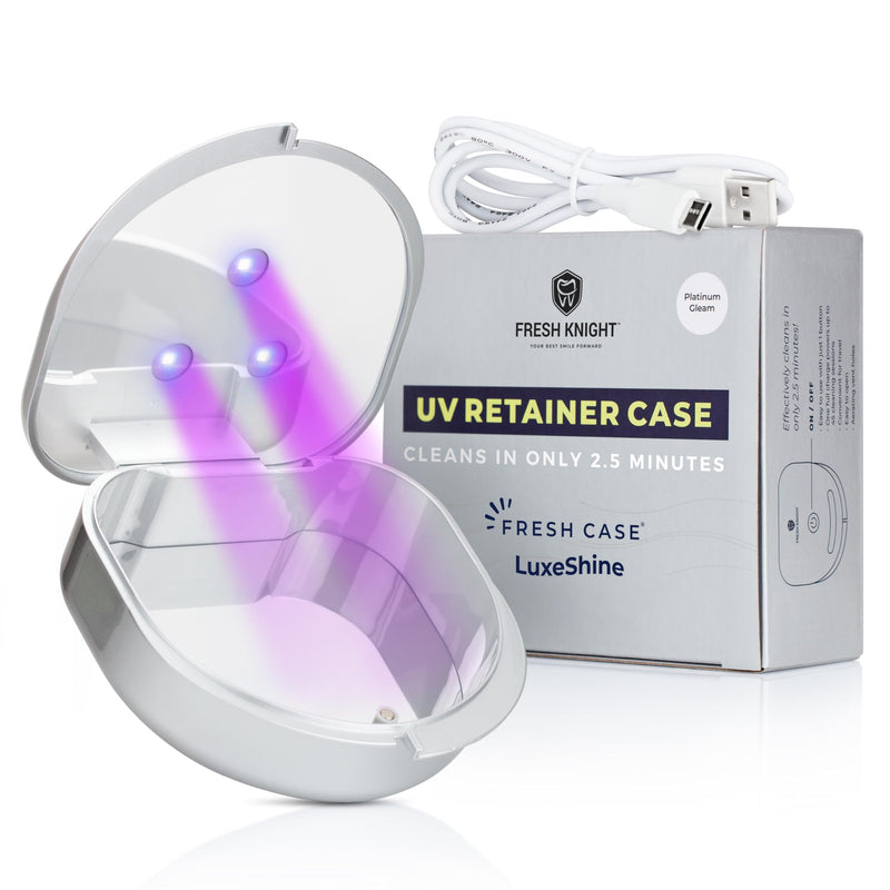 [Australia] - FRESH KNIGHT UVC Retainer Cleaner & Denture Cleaner - UV Retainer Case - Ideal for Invisalign & Mouth Guards - White UV Retainer Container - Convenient Travel Size Platinum UV 1 Box 