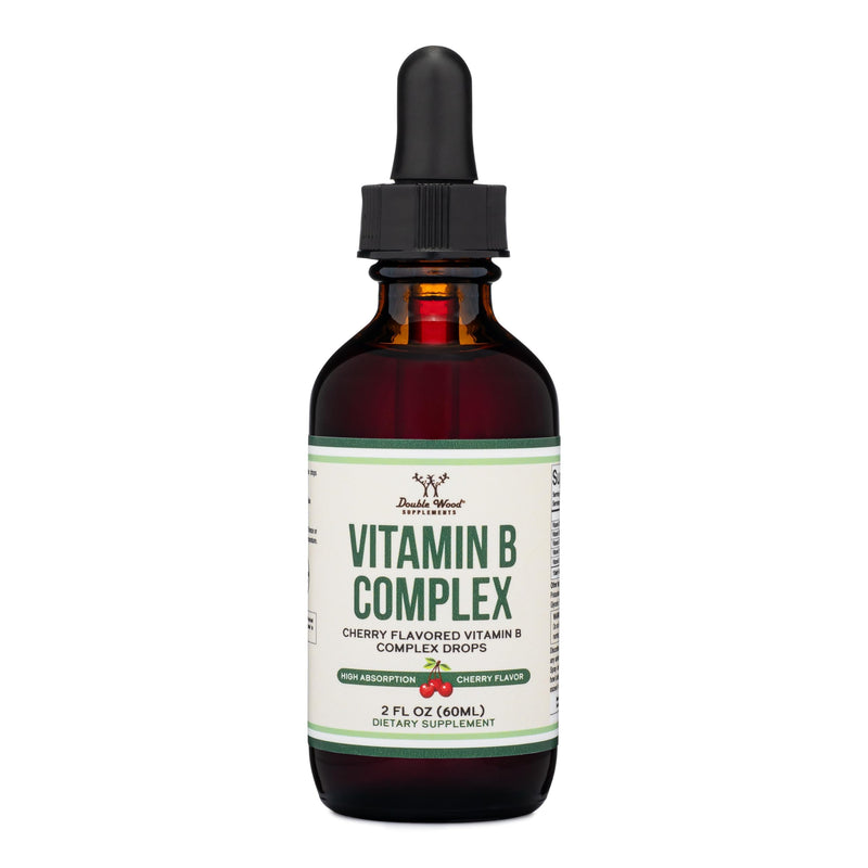 Liquid Vitamin B-Complex Drops, Cherry Flavor, Energy + Mood, 60 Servings | Energy + Mood Liquid Supplement, Methyl-B12 1,750mcg + 3,000mcg Biotin, Pleasant Cherry, Fast Sublingual, 2-Month Supply