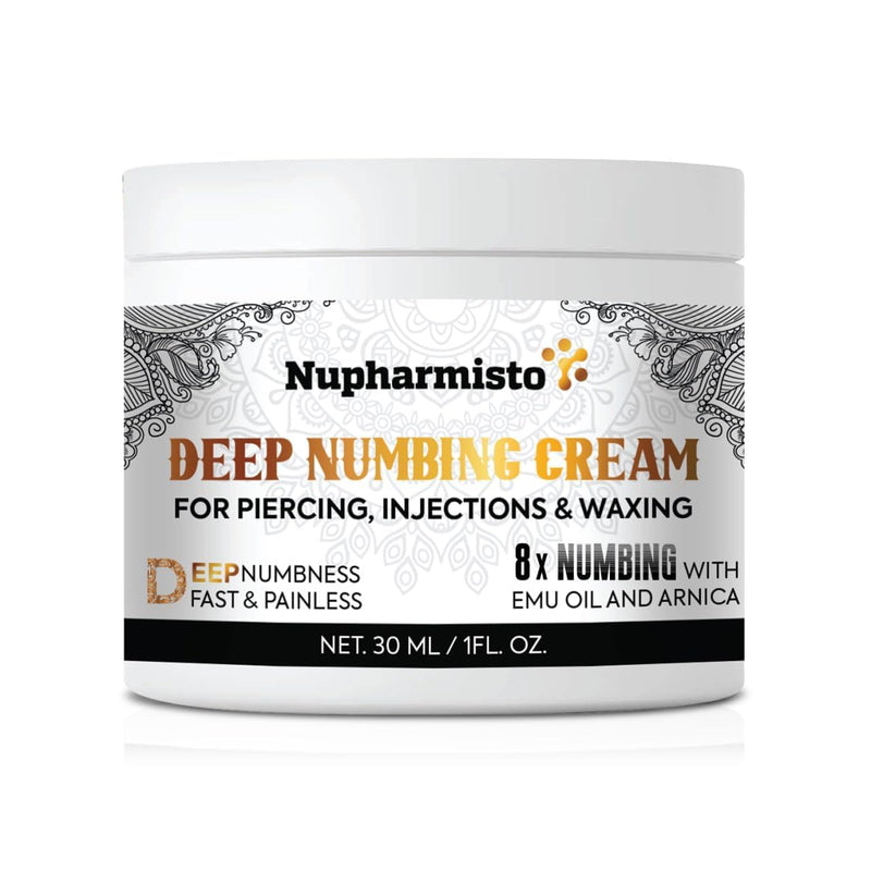 [Australia] - Deep Numbing Cream for Piercing, Injections& Tattoos, Fast Numbing for Waxing, 7 Hours Maximum Strength Painless Numbing Cream for Injections, 8x Numbing with Emu Oil and Arnica. 30ml/1oz 