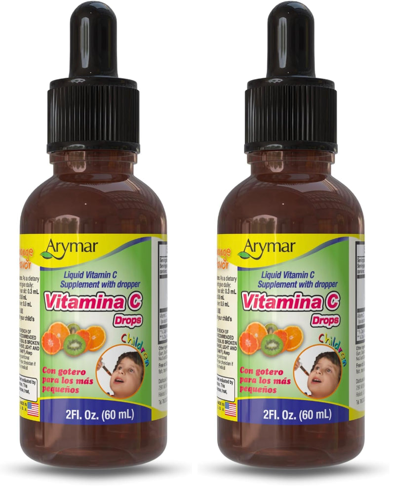 ARYMAR Vitamin C Drops for Children, Immune Support, Antioxidant, Orange Flavor (2 Fl Oz/Pack of 2) 2 Fl Oz (Pack of 2)