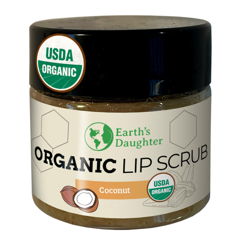 [Australia] - Earth's Daughter Organic Coconut Lip Scrub 0.7 oz - USDA Organic, Fair Trade, Sugar, Jojoba Oil, Beeswax, Coconut Oil, Calendula Extract Lip Scrub Coconut 