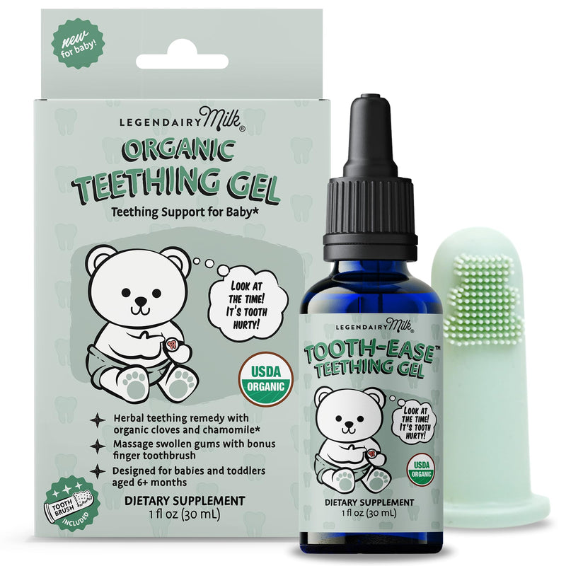 [Australia] - Legendairy Milk Organic Teething Gel - Baby Teething Relief Drops, Clove and Chamomile - Ideal for Babies and Toddlers - Sugar Free, 120 Servings 