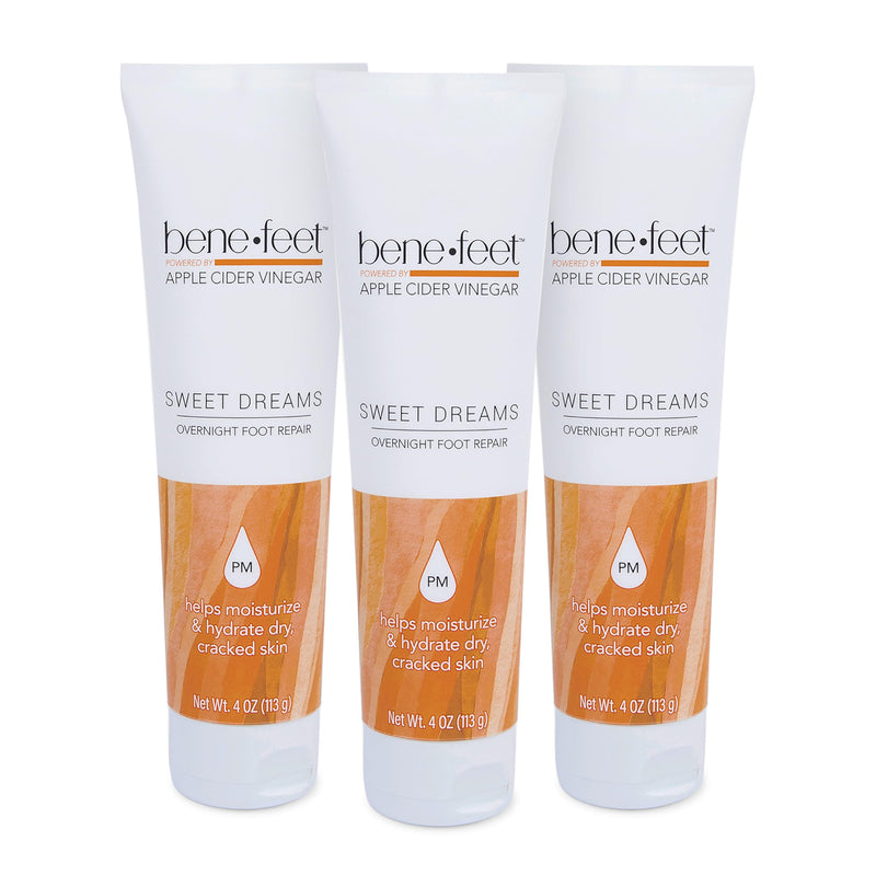 [Australia] - Benefeet Sweet Dreams Overnight Foot Repair - Night Cream for Detox, Moisturize & Soften Dry Cracked Skin, With Apple Cider Vinegar, Turmeric & Borage Oil, 4oz (3 Pack) 4 Ounce (Pack of 3) 