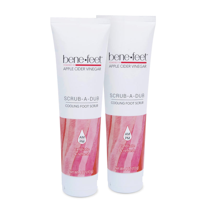 [Australia] - Benefeet Scrub-A-Dub Cooling Foot Scrub - Exfoliates + Refreshes Dry + Dull Skin, Get Smoother Skin from Heel to Toe, Made w/Vitamin E, Apple Cider Vinegar, Walnut Shell + Apricot Seed, 4 oz (2 Pack) 4 Ounce (Pack of 2) 