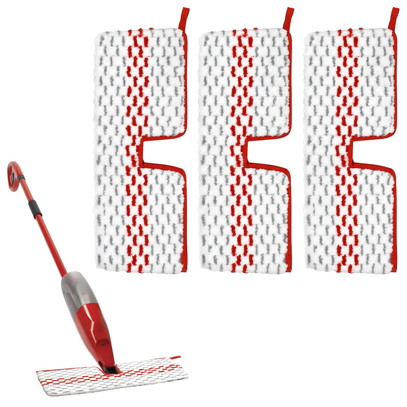 [Australia] - Microfiber Spray Mop Pads Compatible with Promist MAX Reusable Spray Mop Refills for Ocedar ProMist Dust Mop,Dual-Action Washable Flip Mop Pads Replacement for Dry Wet Floor Cleaning,3 Packs 3 Packs Red White Mop Pad for Promist Max 