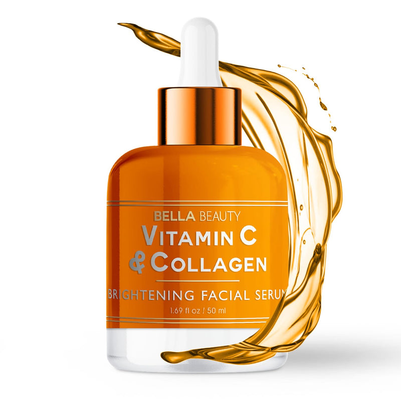 Bella Beauty Vitamin C Serum with Collagen - Dark Spot Reduction, Skin & Anti-Aging - Dermatologist Tested, Cruelty-Free Korean Skin Care for All Skin Types - 1.69 Fl. Oz Vitamin C & Collagen