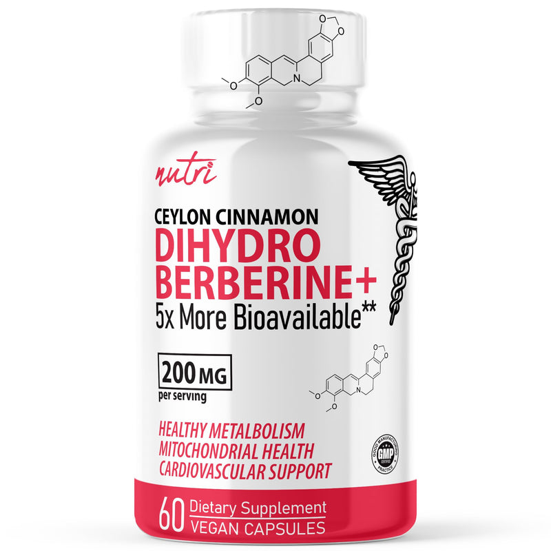 [Australia] - Dihydroberberine Supplement 200mg 60 Capsules - With Ceylon Cinnamon - 5X More Effective Than Regular Berberine HCL - Super Berberine with Ceylon Cinnamon - Dihydroberberine with Ceylon Cinnamon 60 Count (Pack of 1) 
