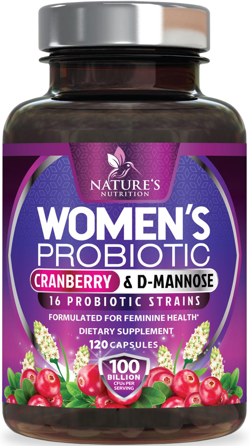 Probiotics for Women 100 Billion CFU Per Serving - 16 Unique Strains, Prebiotics Cranberry & Lactobacillus, PH Balance, Digestive & Gut Health, Vaginal & Immune Support Women's Probiotic, 120 Capsules 120 Count (Pack of 1)