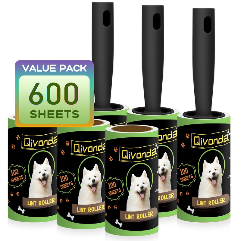 [Australia] - Lint Rollers for Pet Hair Extra Sticky, Lint Rollers 600 Sheets Mega Value Set, Pet Hair Remover with 3 Upgraded Handles, Portable Lint Remover for Clothes, Furniture & Pet Hair (6 Pack) Black 