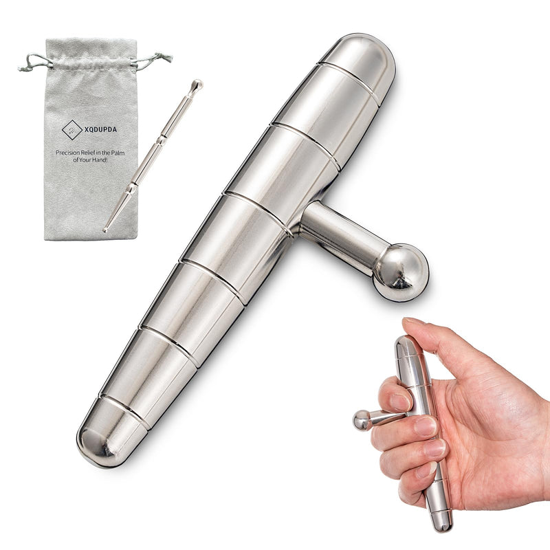 [Australia] - 2 in 1 Trigger Points Massage Tool Stainless Steel T-Bar Deep Tissue Massage Tool for Pain Relief Full-Body Fascial Relaxation – Ideal for Shoulders, Neck, Legs, and Arms – Perfect for Sports Therapy Medium size 