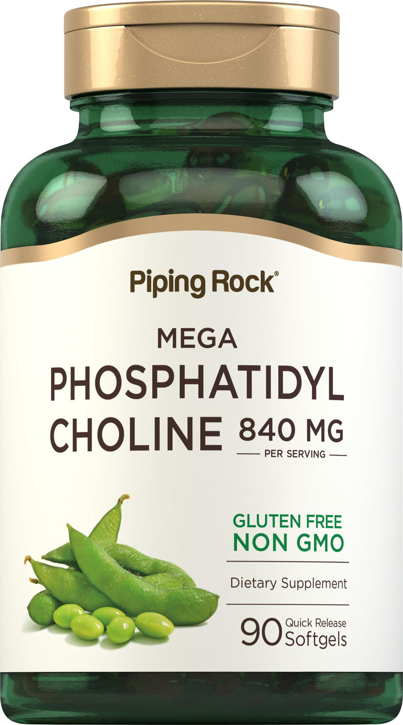 [Australia] - Piping Rock Phosphatidyl Choline 840mg | 90 Softgels | from Soy Lecithin | Non-GMO, Gluten Free Supplement 