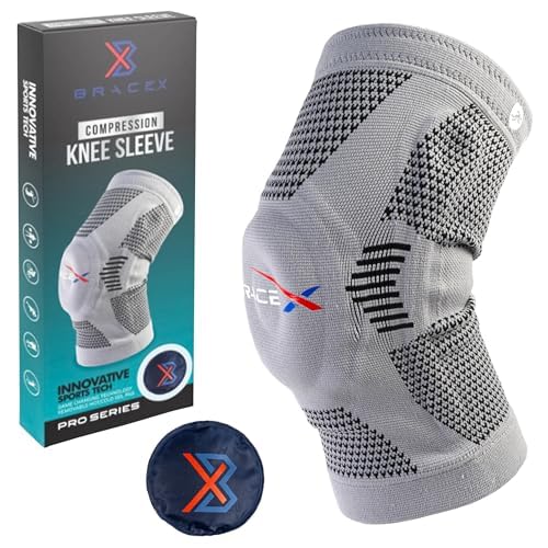 Compression Knee Brace for Men and Women | FSA and HSA approved Patellar Stabilizing Knee Brace for Arthritis Pain, Sprains, Injured Knees, and Sports Injuries | Insertable Hot and Cold Gel Knee Pad Medium