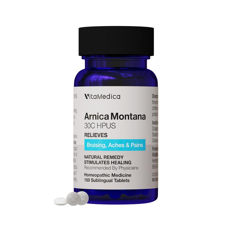 [Australia] - VitaMedica Arnica Montana 30C Rapid Dissolve Tablets for Natural Pain, Bruising, and Swelling Support - Homeopathic Medicine for Injury and Surgery Recovery - 150 Ct - 50 Servings 