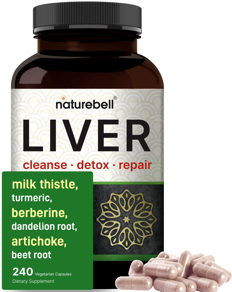 [Australia] - Liver Cleanse Detox & Repair, 240 Veggie Capsules | Milk Thistle with Turmeric, Dandelion Root, Artichoke, Black Currant Oil & More in 15-in-1 Herbal Formula | Premium Liver Support Supplement 