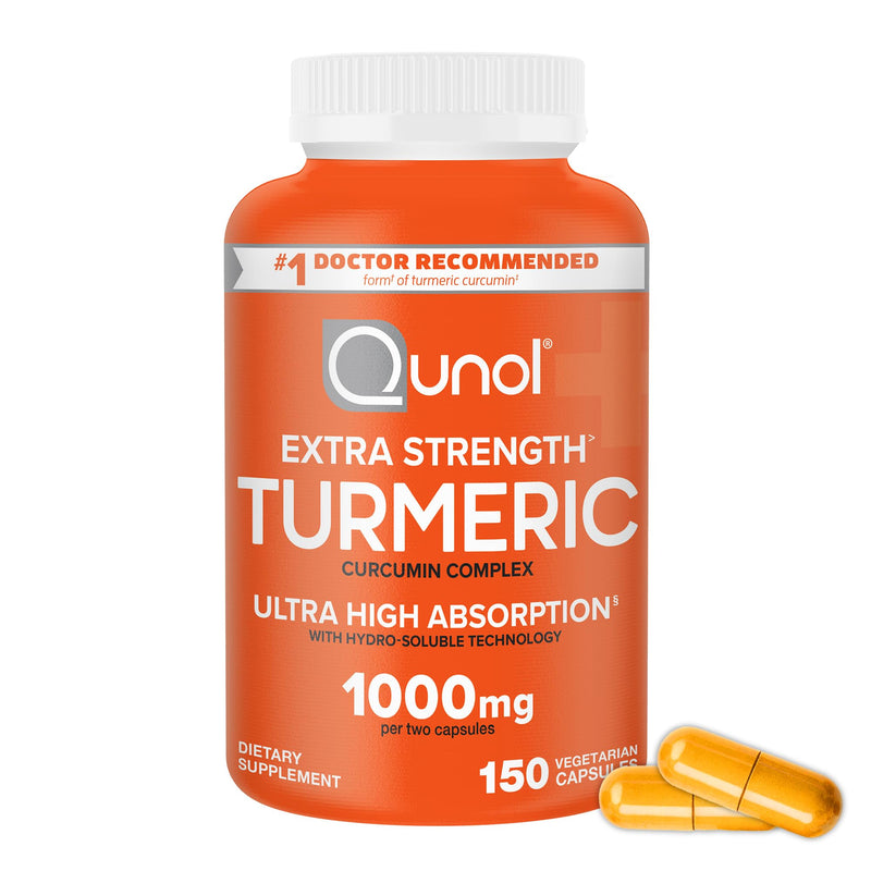 Qunol Turmeric Curcumin 1000mg, Ultra High Absorption Supplement, 150 Count | #1 Doctor Recommended form of Turmeric Curcumin, Extra Strength Capsule for Joint Support and a Healthy Inflammation Response Capsules 150 Count (Pack of 1)