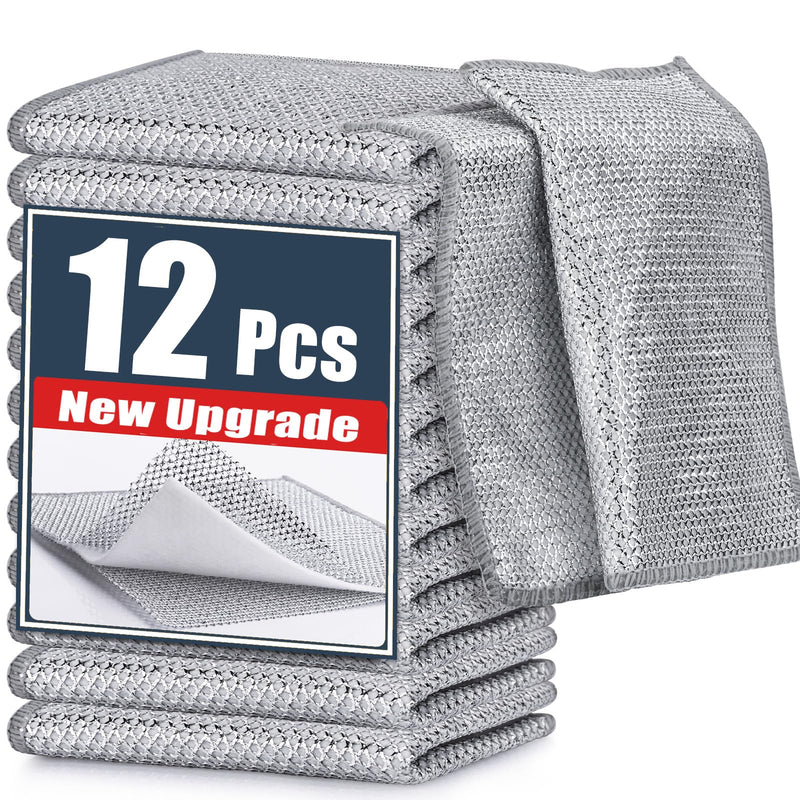 [Australia] - Navona 12 Pcs New Upgrade Steel Wire Dishcloth,Triple-Layer Steel Wire Cleaning Cloth,Powerful Cleaning Non-Scratch Wire Dishcloth Rag for Cookware, Sinks, Dishes, Stove Tops 12pcs[triple-layer] 