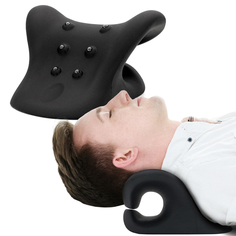 [Australia] - HealthSmart Neck & Shoulder Traction Device, Neck & Shoulder Relaxer, Magnetic Therapy, Cervical Spine Alignment and TMJ Relief, Neck Pain Relief, Black One Size 