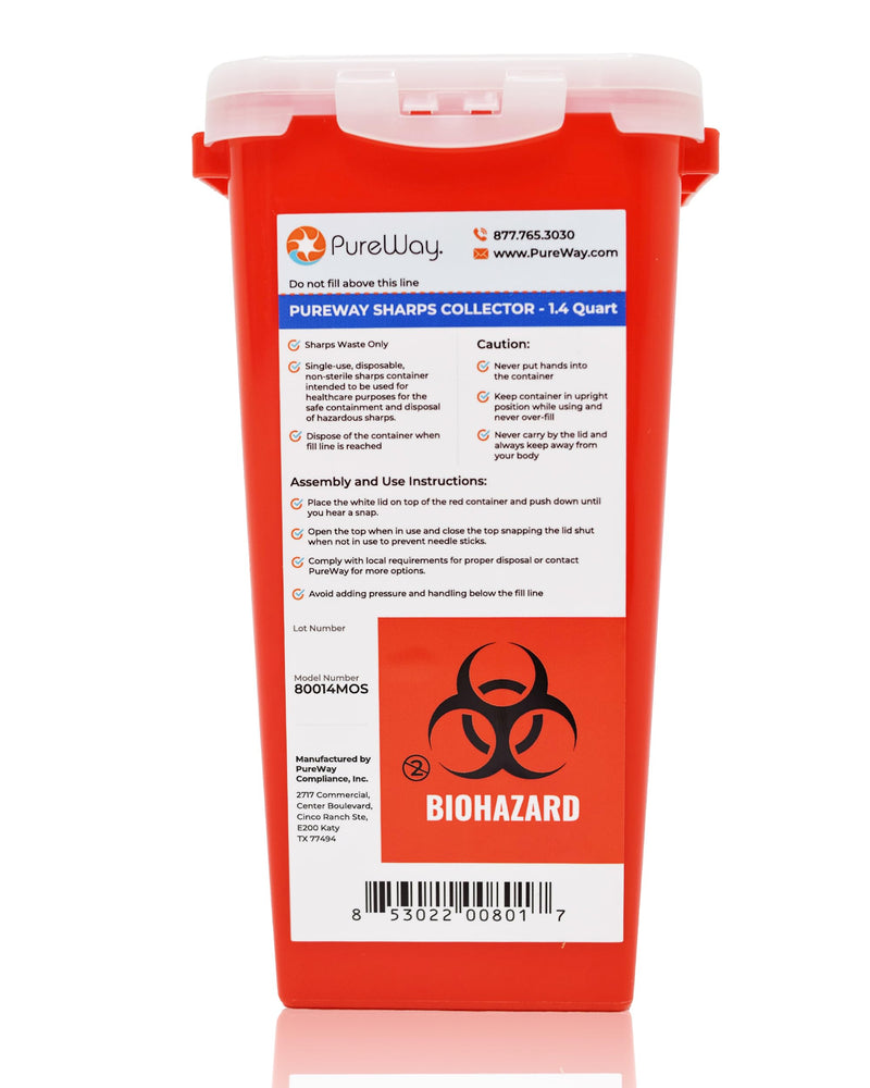 [Australia] - 1.4 Quart MailBack Sharps Disposal Container ‚Äì Secure Needle Box for Safe Medical Waste & Used Syringe Disposal | Sharps Container for Home Use, Travel, Clinics, and Professional Settings 1.4 Quart 