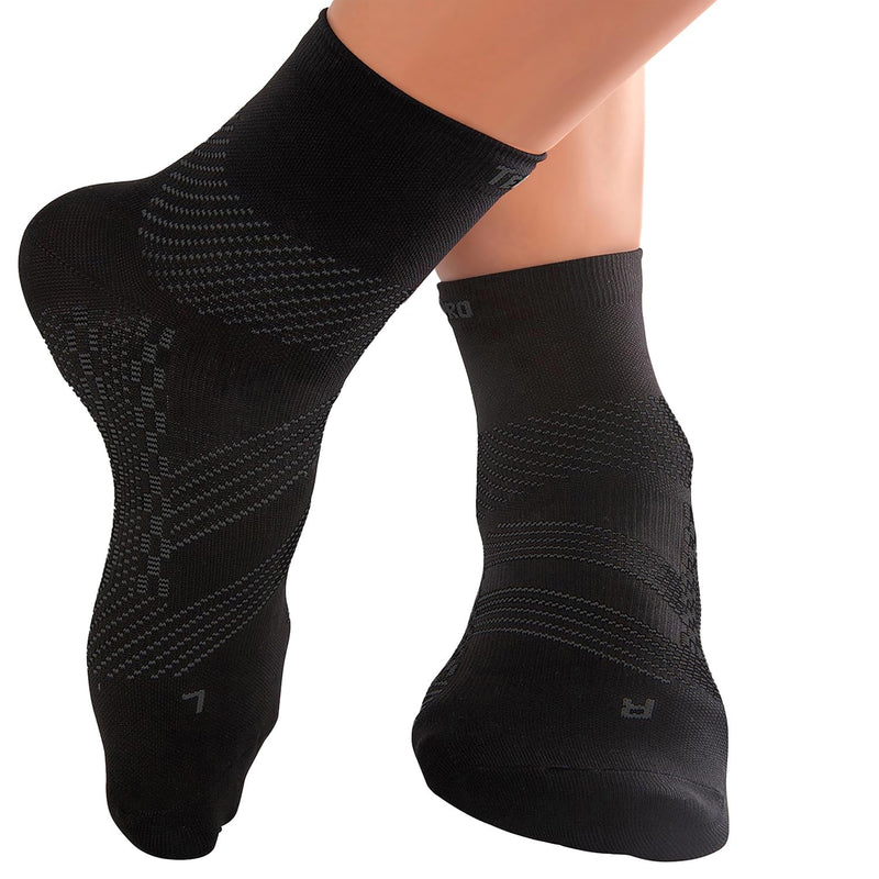 [Australia] - TechWare Pro Plantar Fasciitis Socks - Ankle Compression Socks for Women & Men. Achilles Tendonitis Brace & Foot Arch Support Medium Black / Black 