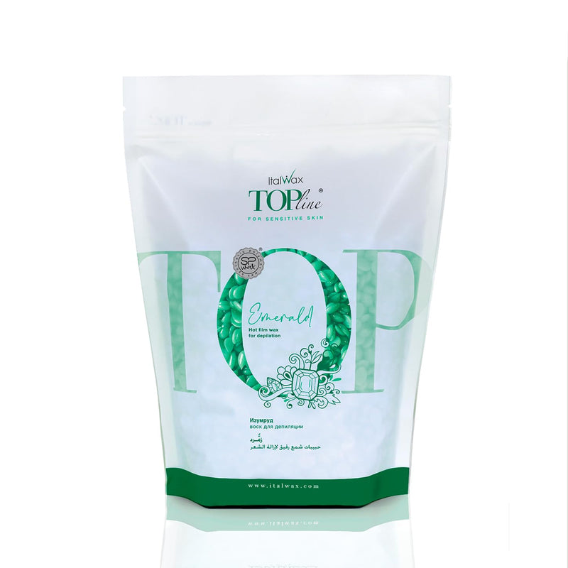 [Australia] - Italwax Top Line Emerald - 750g / 1.65lb - Hard wax beads for hair removal - Scent free - Synthetic formulation ideal for sensitive skins - Recommended for the Bikini Area and Armpits 