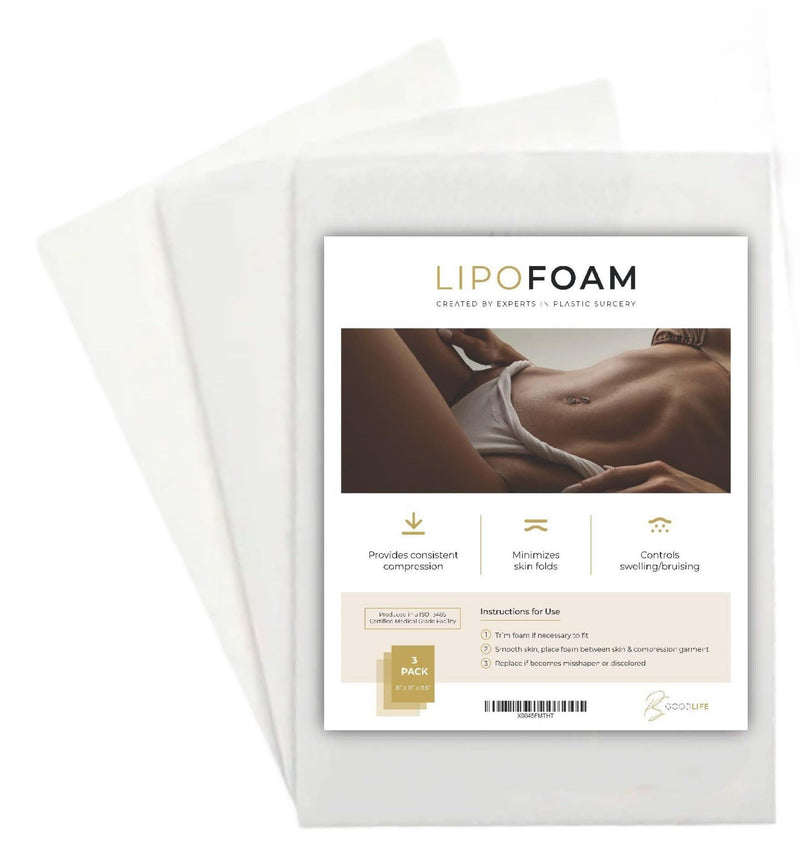 [Australia] - 3 Pack Lipo Foam Post Surgical Liposuction Pads for Recovery, use with Compression Garments, Abdominal Board for Healing and Flattening. Foam Sheets 8”x11” 