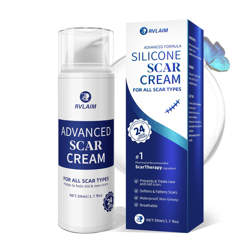 [Australia] - Scar Cream Gel, Advanced Silicone Scar Gel, Professional Scar Removal Cream for Surgical Scars, Stretch Mark, Keloid Bump, C-Section, Burn, Old and New Scars 1.7 oz(50g) 1.7 Fl Oz Blue 