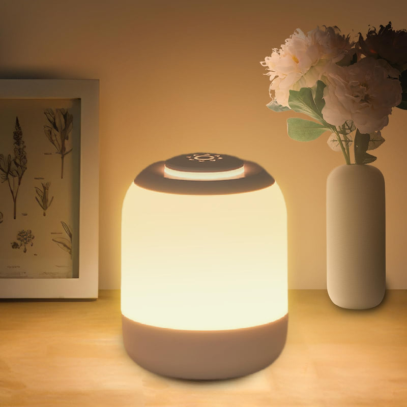 [Australia] - Eye Caring Soft Night Light, Touch night light for Baby, Kids and Adults, Portable Bedside Lamp, 3 Colors, Dimmable, USB Rechargeable Warm Night Light for Bedrooms, Baby Nursery and Sleep Aid Grey 