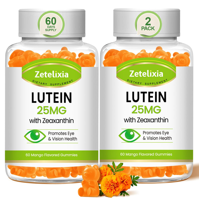 Lutein Gummies 25mg - Eye Vitamins Lutein & Zeaxanthin Eye Health Supplements for Adults,Sugar Free Eye Health Gummies Supplement - Support Vision,Macular,Blue Light Filtering (120 Count) 60 Count (Pack of 2)