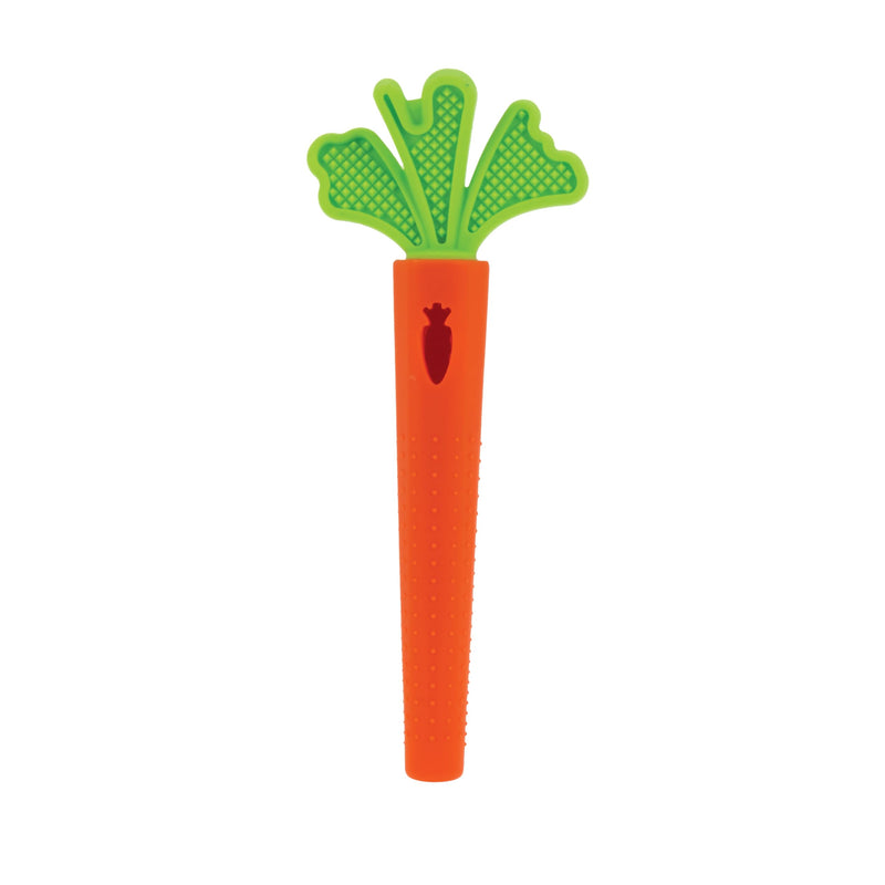 [Australia] - Nuby Silicone Carrot Tube Teether - Baby Teething Toy - Massaging Bristles for Sore Gums - 3+ Months 