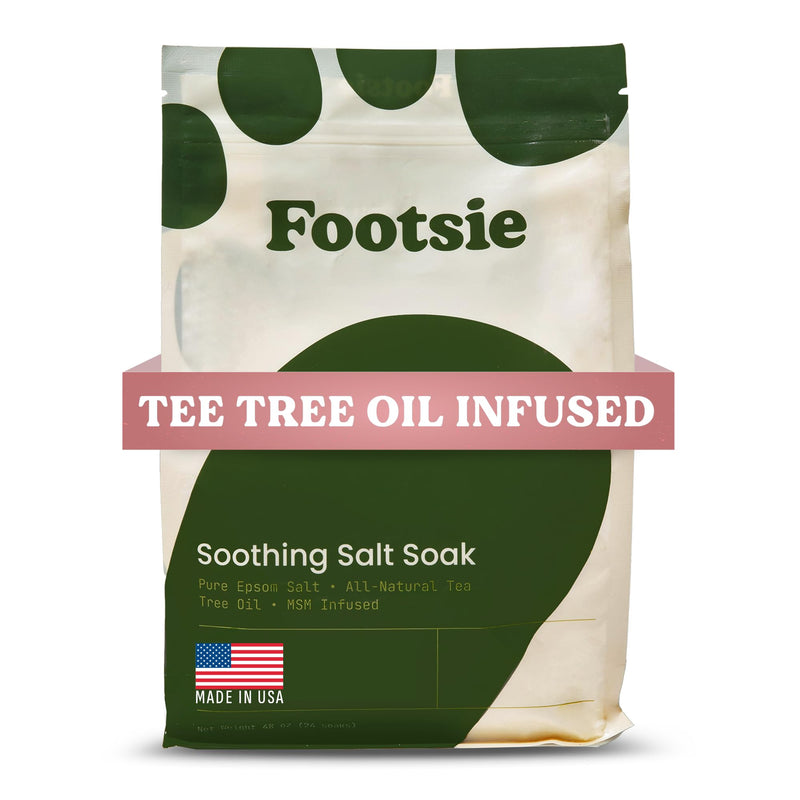 [Australia] - Footsie Soothing Tea Tree Oil Epsom Salt Soak - for Calluses, Aches & Pain, Athlete's Foot - Made in USA - Soothes Cracked Heels, Flaky Skin - 100% Organic, Pedicure Spa Salt - 48 Ounces 