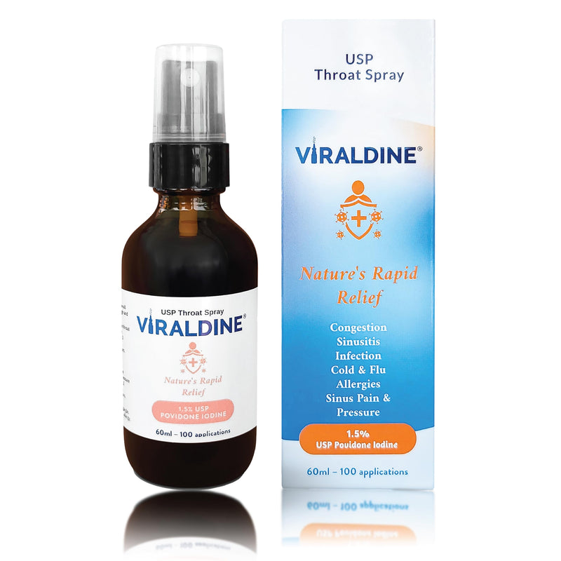 [Australia] - 1.5% Povidone-Iodine Sore Throat Spray, Rapid Relief Formula, 100 Applications, 60ml Oral Spray Bottle 
