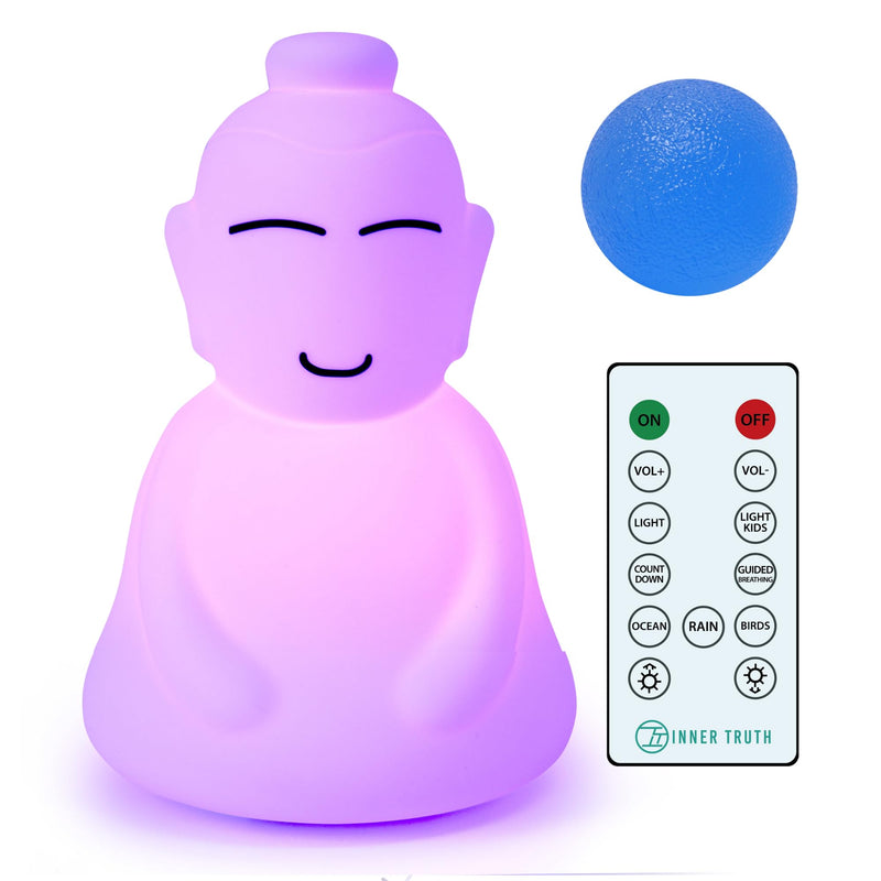 [Australia] - INNER TRUTH Meditation with Buddha Kit - 3 in 1 Guided Breathing Calm Down Buddha Anxiety Relief Device + Stress Ball. Stress Relief and mindfulness gifts. ADHD Tools for Adults & Kids. Yoga Gifts 