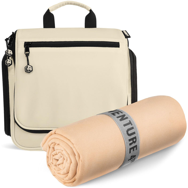 VENTURE 4TH Travel Toiletry Bag & Quick Dry Towel Set - Ideal Travel Bundle for Camping, Hiking, Backpacking and Business Trips - Size L Towel