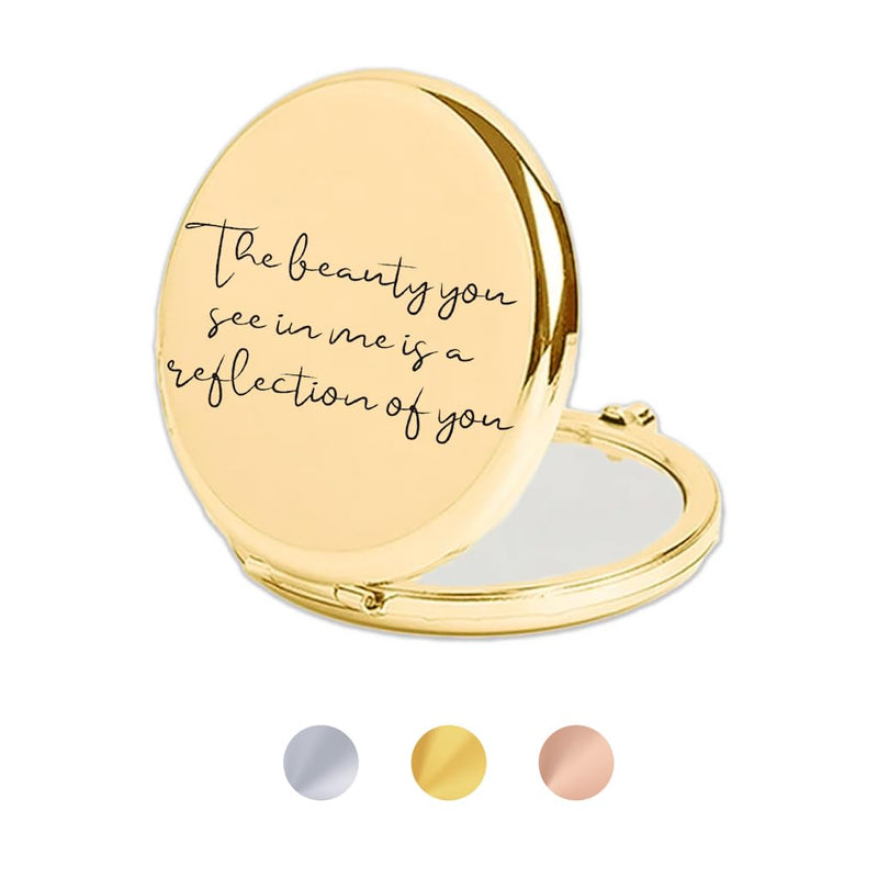 [Australia] - Love, Georgie "The beauty you see in me is a reflection of you" Pocket Mirror. Gift for Weddings, Birthdays, or Mother's Day. Compact Mirror for the Mother of the Bride or Groom. (Gold) Gold 