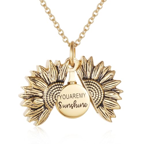 Sunflower Cremation Urn Jewelry For women Gold